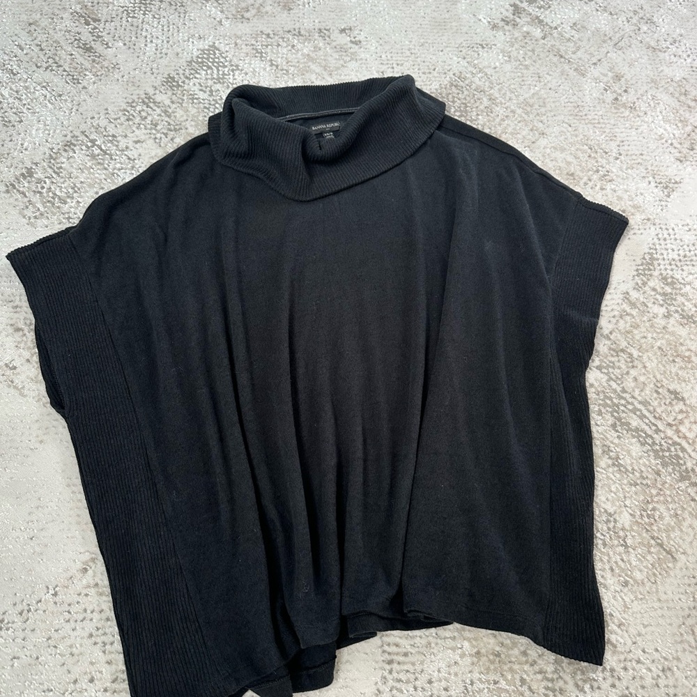 Black Turtleneck Poncho Sweater